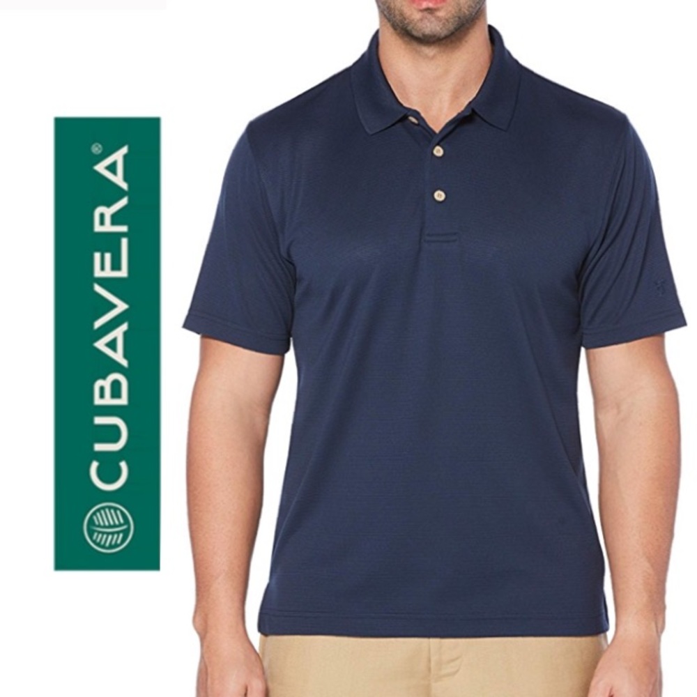 ♟CUBAVERA Textured Performance Polo Shirt - Medium